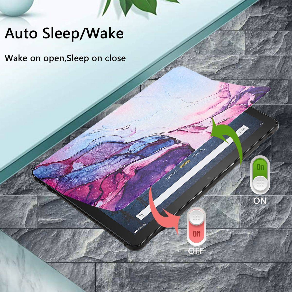 Für Amazon Kindle Fire HD10 / HD10 Plus 2021 3folt Wake UP Smart Cover Etuis Hülle Case Schutz Motiv 2