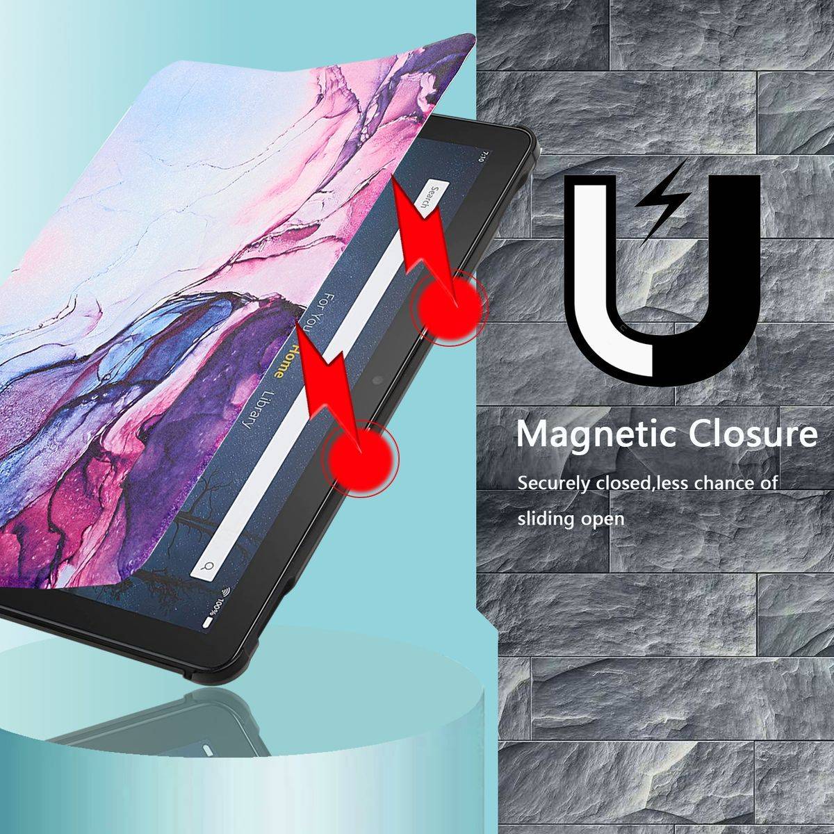 Für Amazon Kindle Fire HD10 / HD10 Plus 2021 3folt Wake UP Smart Cover Etuis Hülle Case Schutz Motiv 2