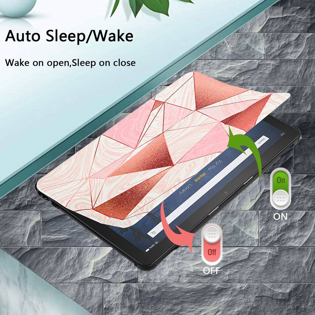 Für Amazon Kindle Fire HD10 / HD10 Plus 2021 3folt Wake UP Smart Cover Etuis Hülle Case Schutz Motiv 7