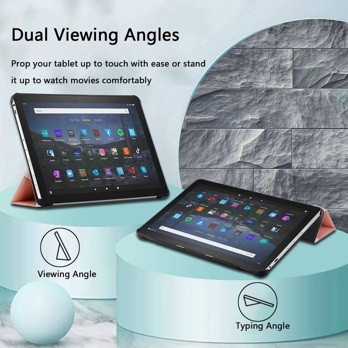 Für Amazon Kindle Fire HD10 / HD10 Plus 2021 3folt Wake UP Smart Cover Etuis Hülle Case Schutz Motiv 7