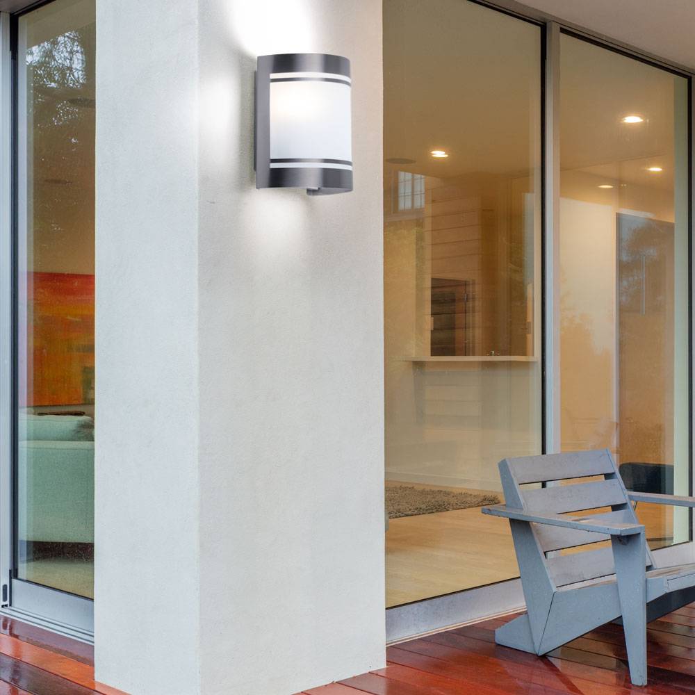 Wandlampe Fassadenleuchte Außenwandleuchte Edelstahl LED Gartenlampe silber, Glas satiniert, 3,7W 320lm warmweiß, LxH 14x16,5 cm