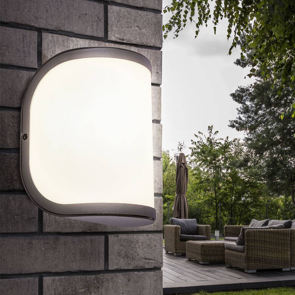 Außenlampe Wandleuchte Eingangsbeleuchtung Garten Außenleuchte aus Aluminium, anthrazit, 1x E27, HxBxA 20 x 14 x 14,7 cm