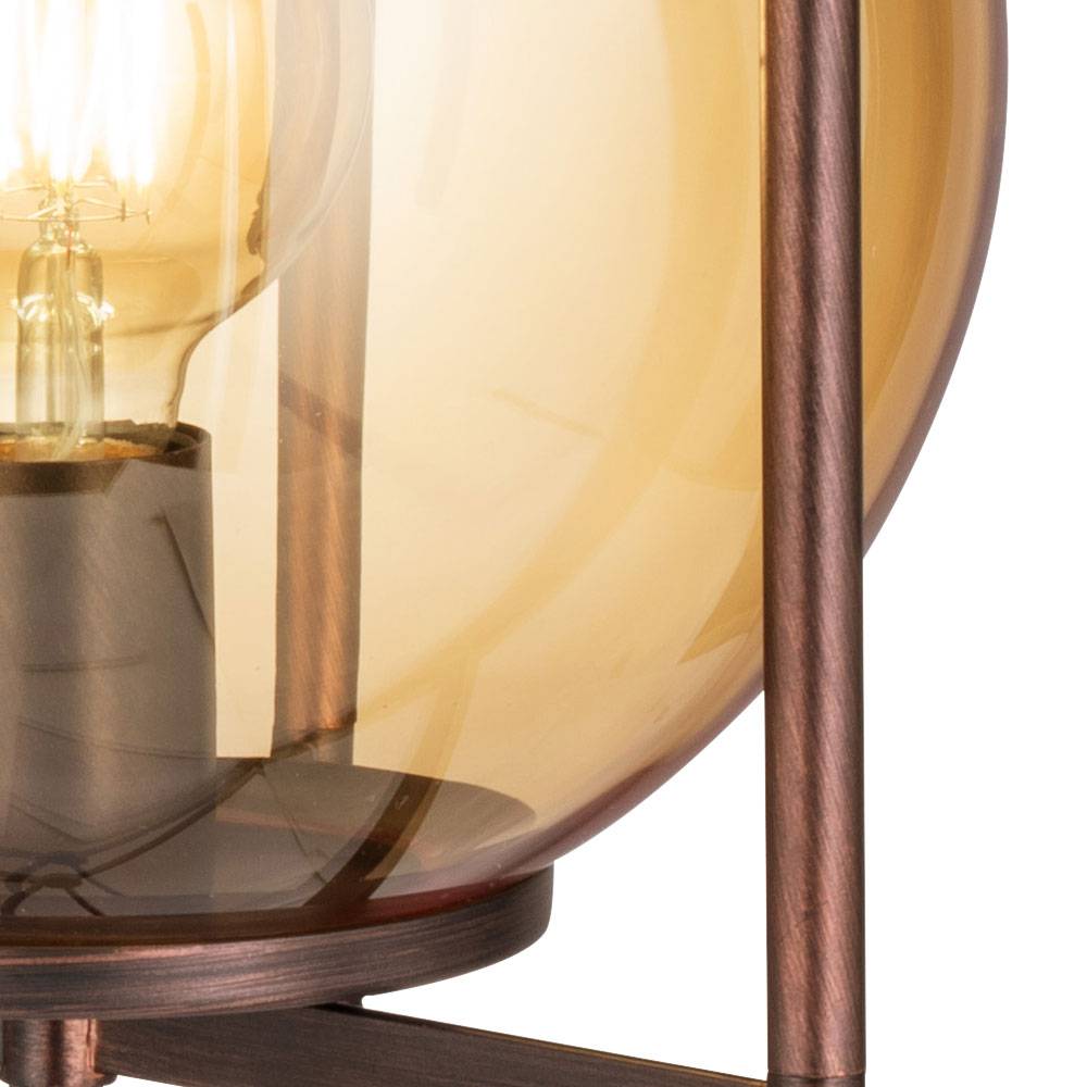 Schreib Tisch Lampe Ess Zimmer Beistell Lese Leuchte Käfig Glas Kugel Strahler braun