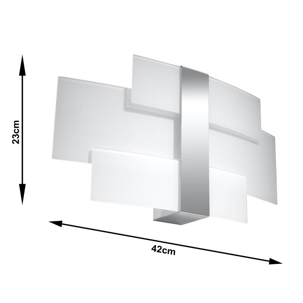 Wandlampe im Chromdesign Wandleuchten Wohnraumleuchte, Stahl Glas satiniert, 2x G9, BxHxT 42x23x7 cm, Wohnzimmer, Küche, Flur