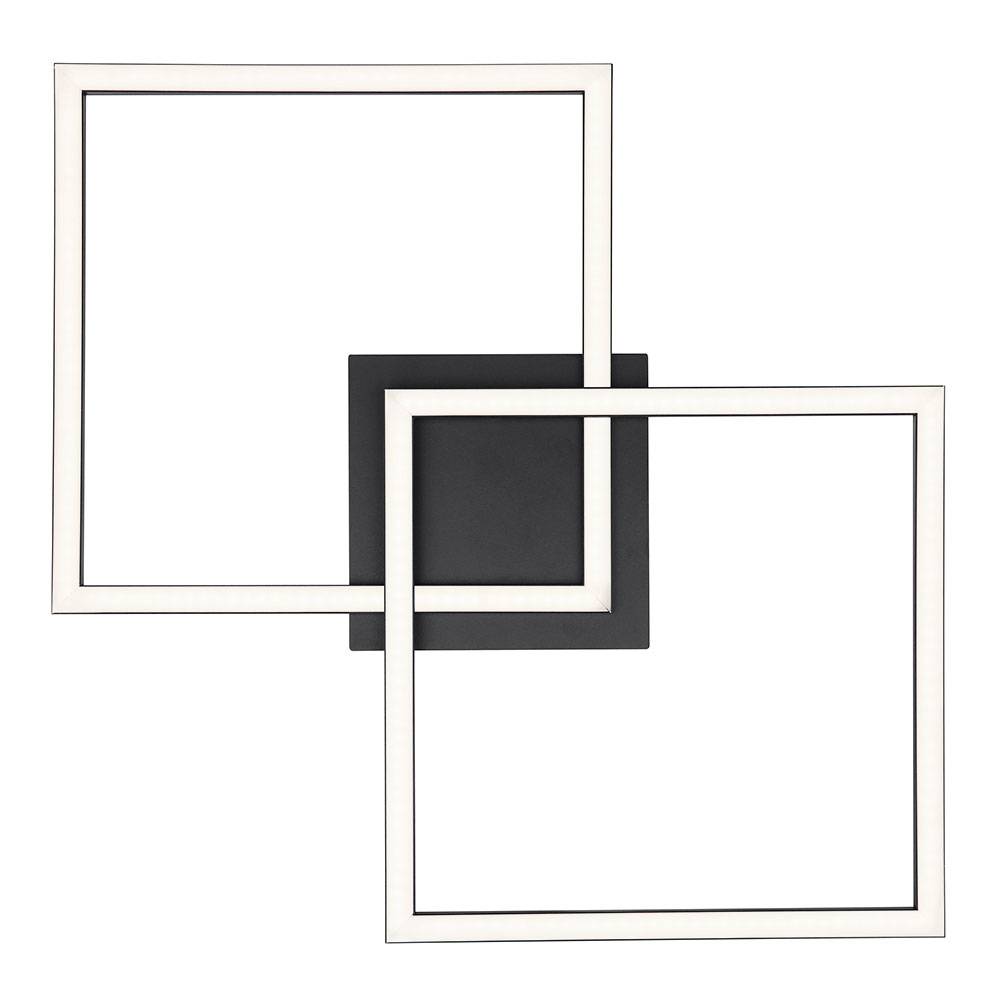 Deckenlampe eckig LED Schlafzimmer Deckenleuchte ausgefallen Designer Deckenleuchte LED, schwarz matt, 36 Watt 2700 Lumen warmweiß, L 47 cm