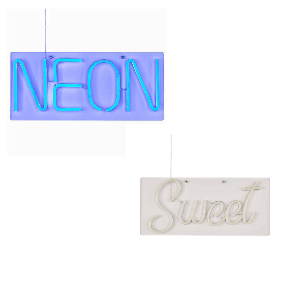 Neonschild LED Wand Neon Sign Schriftzug Gaming Zimmer Beleuchtung, USB Kabel Neonlicht in pink blau, LED, BxH 45 x 20 cm, 2er Set