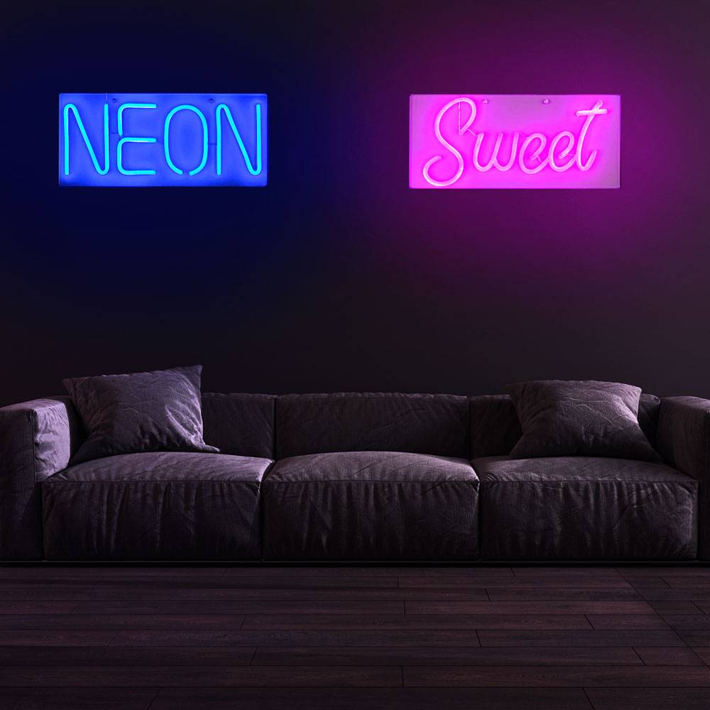 Neonschild LED Wand Neon Sign Schriftzug Gaming Zimmer Beleuchtung, USB Kabel Neonlicht in pink blau, LED, BxH 45 x 20 cm, 2er Set