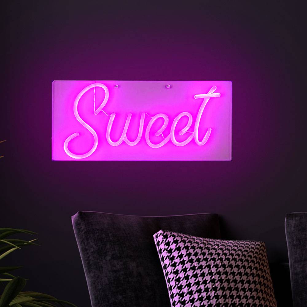 Neonschild LED Wand Neon Sign Schriftzug Gaming Zimmer Beleuchtung, USB Kabel Neonlicht in pink blau, LED, BxH 45 x 20 cm, 2er Set
