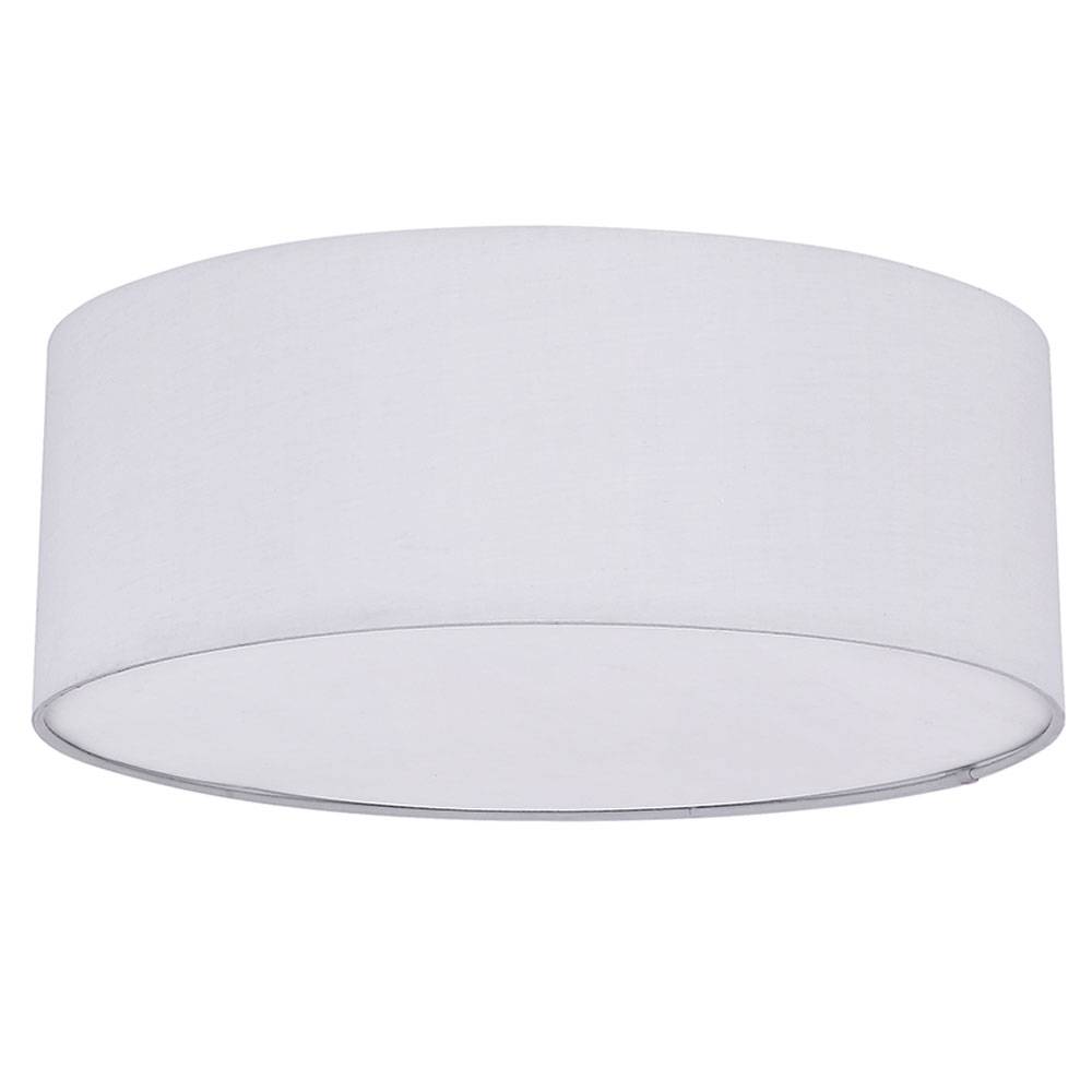 Deckenleuchte Esszimmer rund Deckenlampe Textil grau Wohnzimmerlampe 3-Flammig Modern, Blende weiß , 3x E27, DxH 40 x 16,5 cm