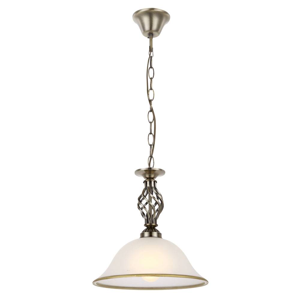 Hängeleuchte Pendellampe Glasleuchte Küchen Deckenleuchte Beleuchtung Glas satiniert, Lampenrand Altmessing, 1x LED 7W 560Lm warmweiß , DxH 30x120