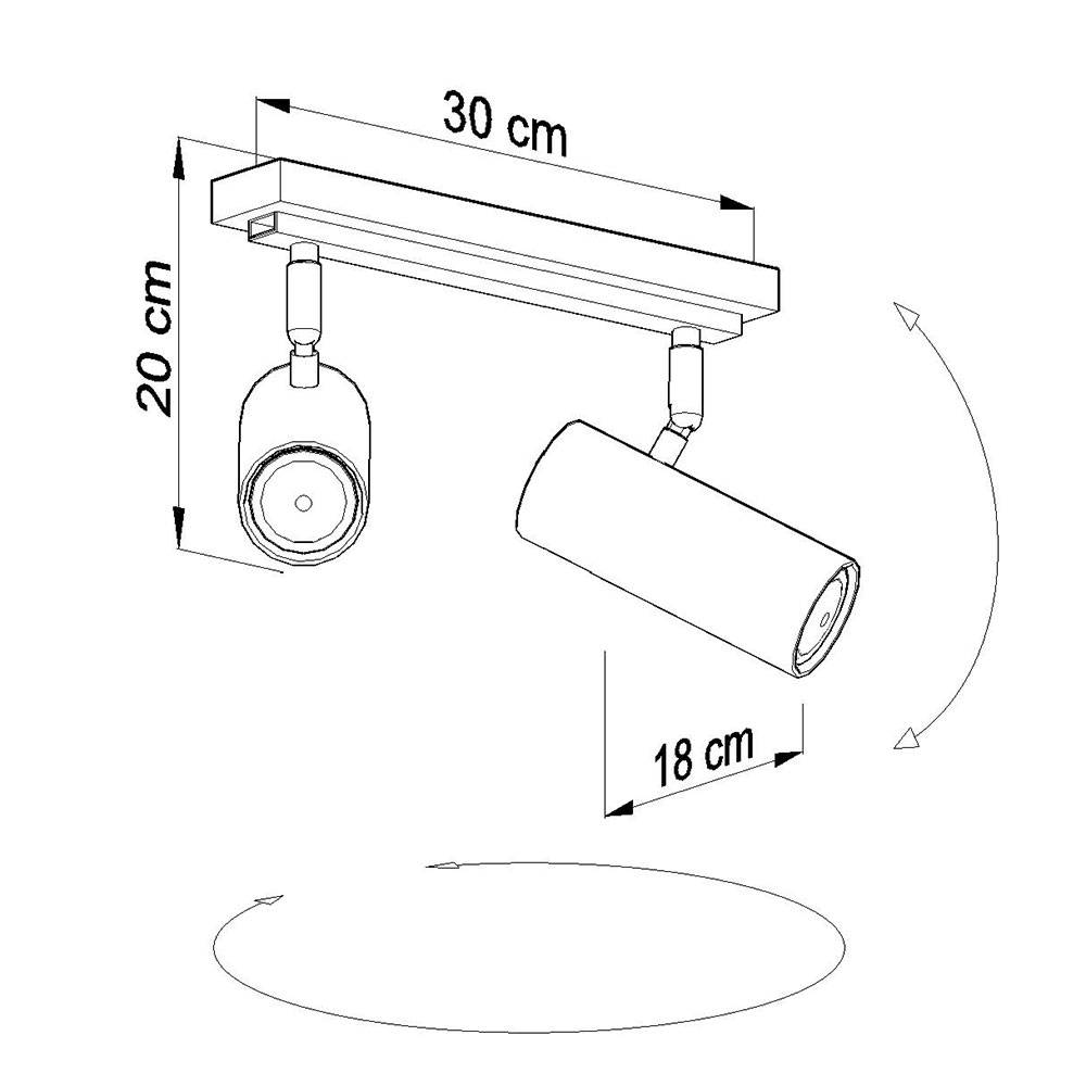 Deckenlampe verstellbar Deckenleuchte schwarz Metall Deckenleuchte 2 Strahler, 2 flammig Stahl, 2x GU10, LxH 30 x 20 cm