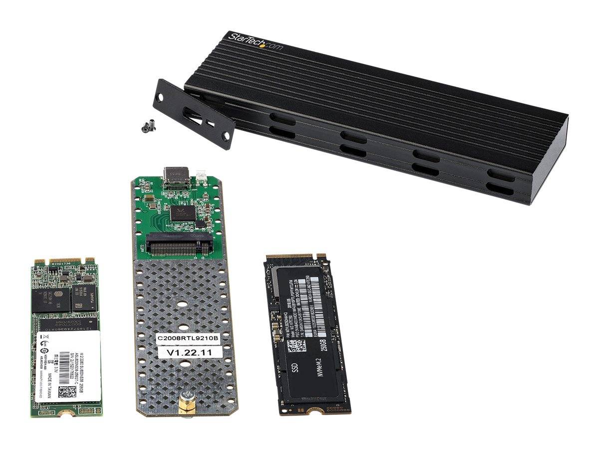 StarTech.com NVMe SSD Gehäuse - USB-C 10 Gbit/s auf M.2 NVMe oder M.2 SATA SSD - Externes M.2 PCIe/SATA NGFF SSD Alumini