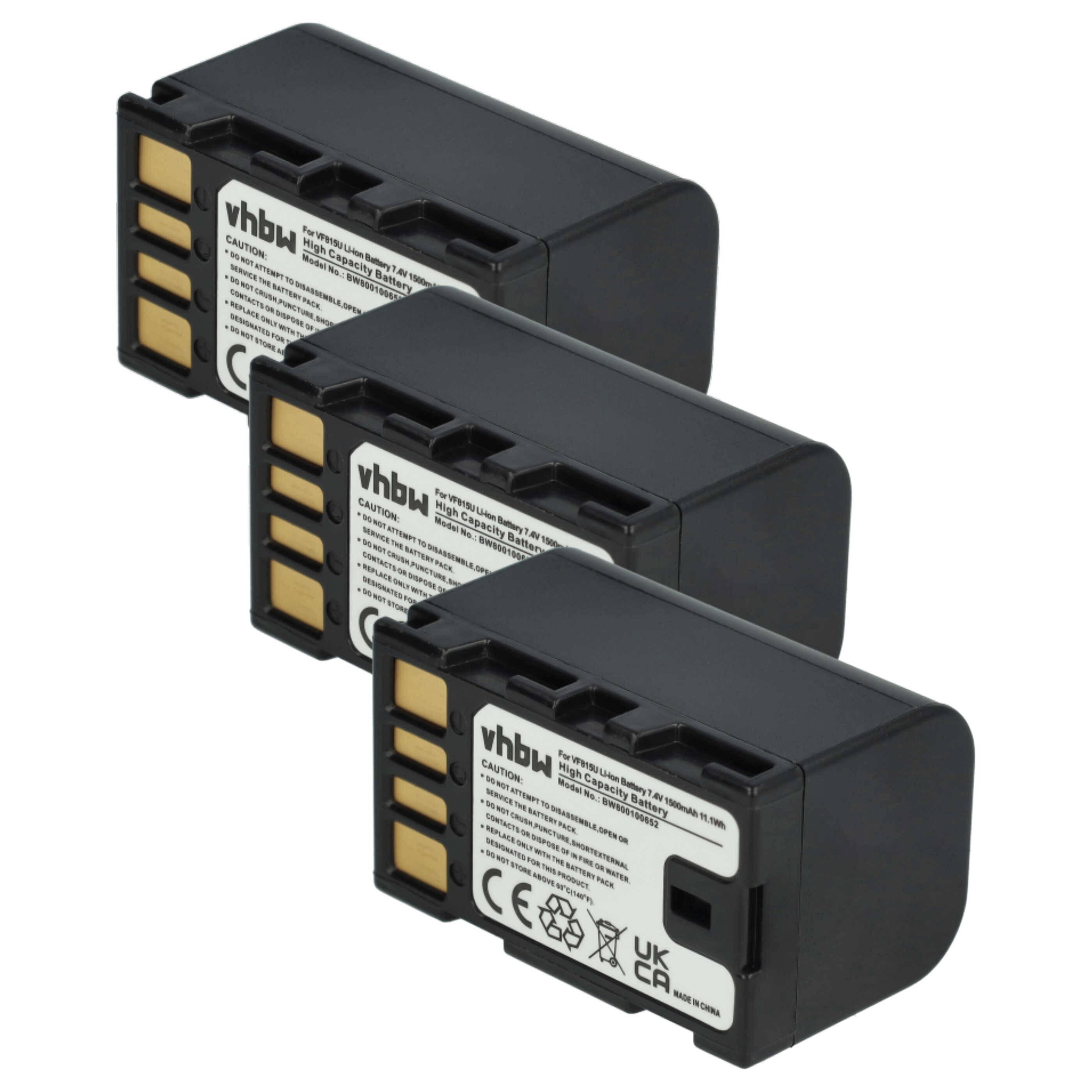 vhbw 3x Akku kompatibel mit JVC GR-D775, GR-D790, GR-D796, GR-D815 Videokamera Camcorder (1400 mAh, 7,2 V, Li-Ion) + Infochip