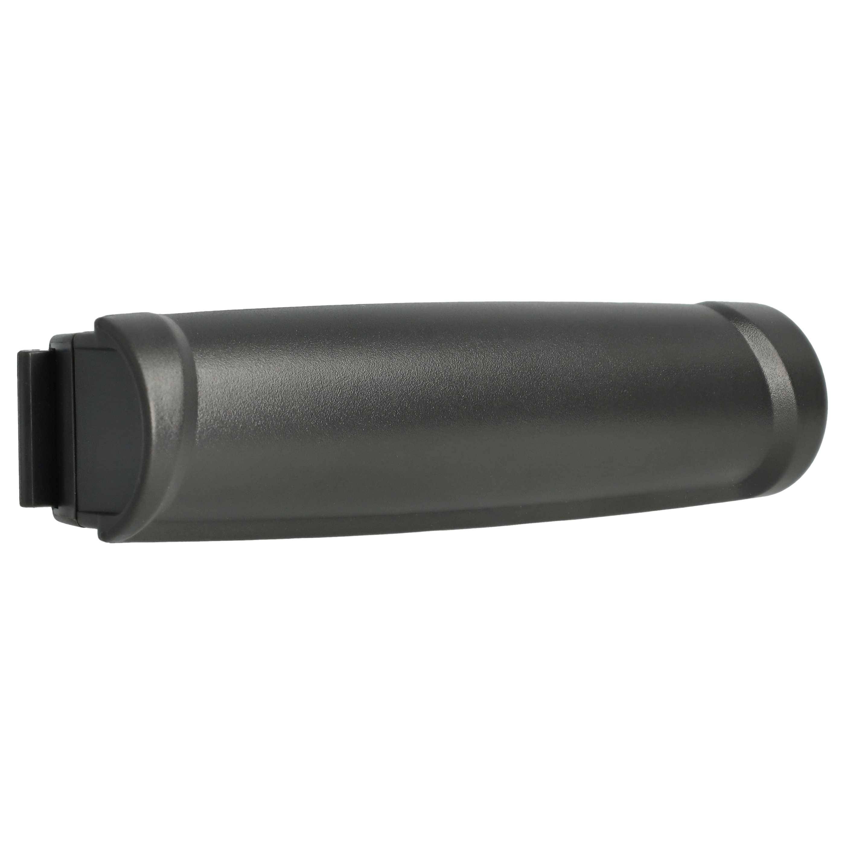 Ein schwarzer Kaniservakuumreiniger-Aufsatz, länglich und gebogen, für verschiedene Reinigungsaufgaben konzipiert.