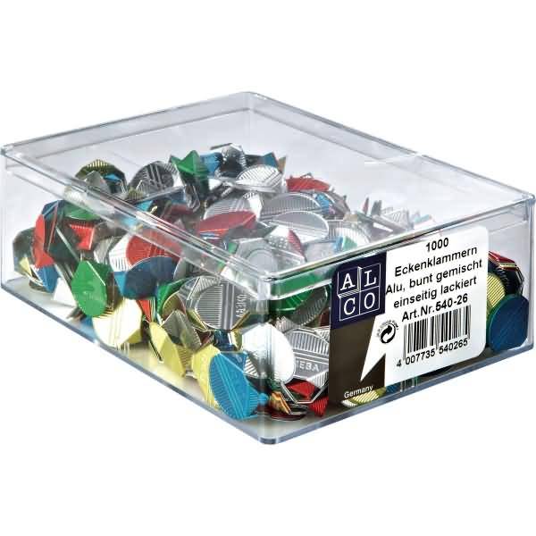 Eckenklammern Aluminium lackiert VE=1000 Stück sortiert