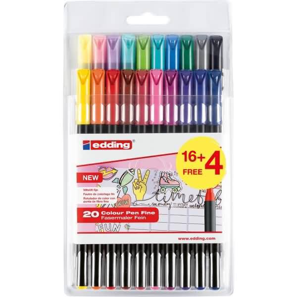 Fasermaler edding 1200 VE=20 Stück/20 Farben