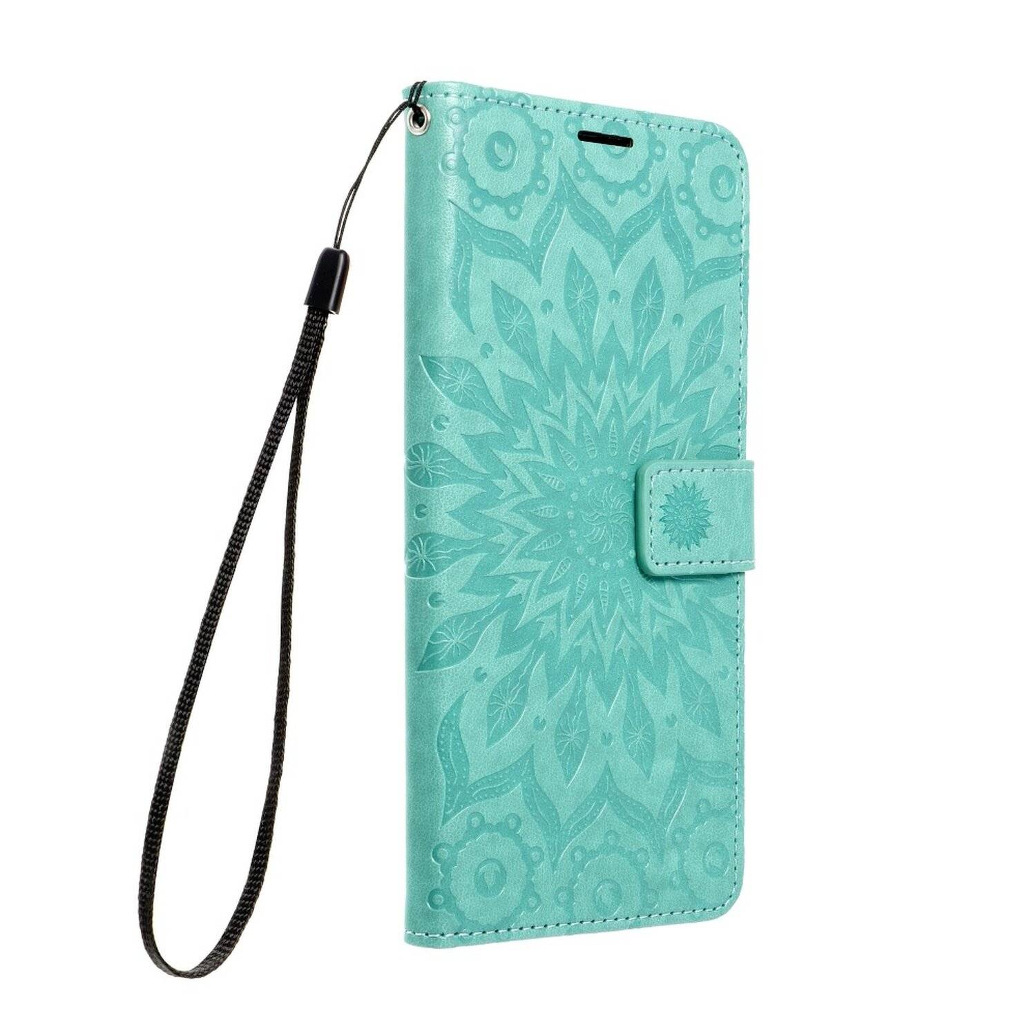 Elegante Buch-Tasche Hülle Fancy "Mezzo"Book-Style Kartenfächer Wallet Baum Mandala für iPhone 13 Pro Max Mandala Grün