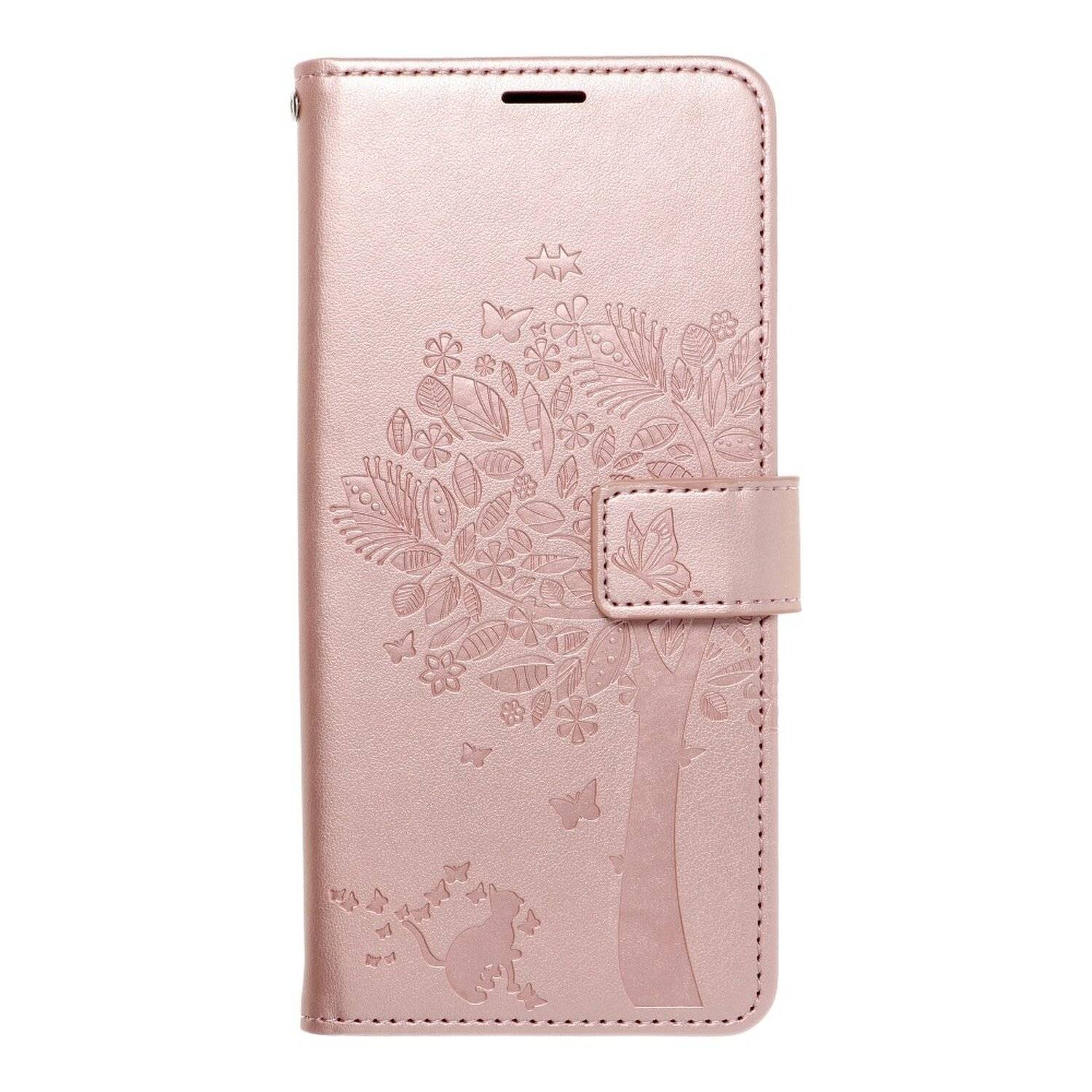 Elegante Buch-Tasche Hülle Fancy "Mezzo"Book-Style Kartenfächer Wallet Baum Mandala für iPhone 13 Pro Max Baum Rosa