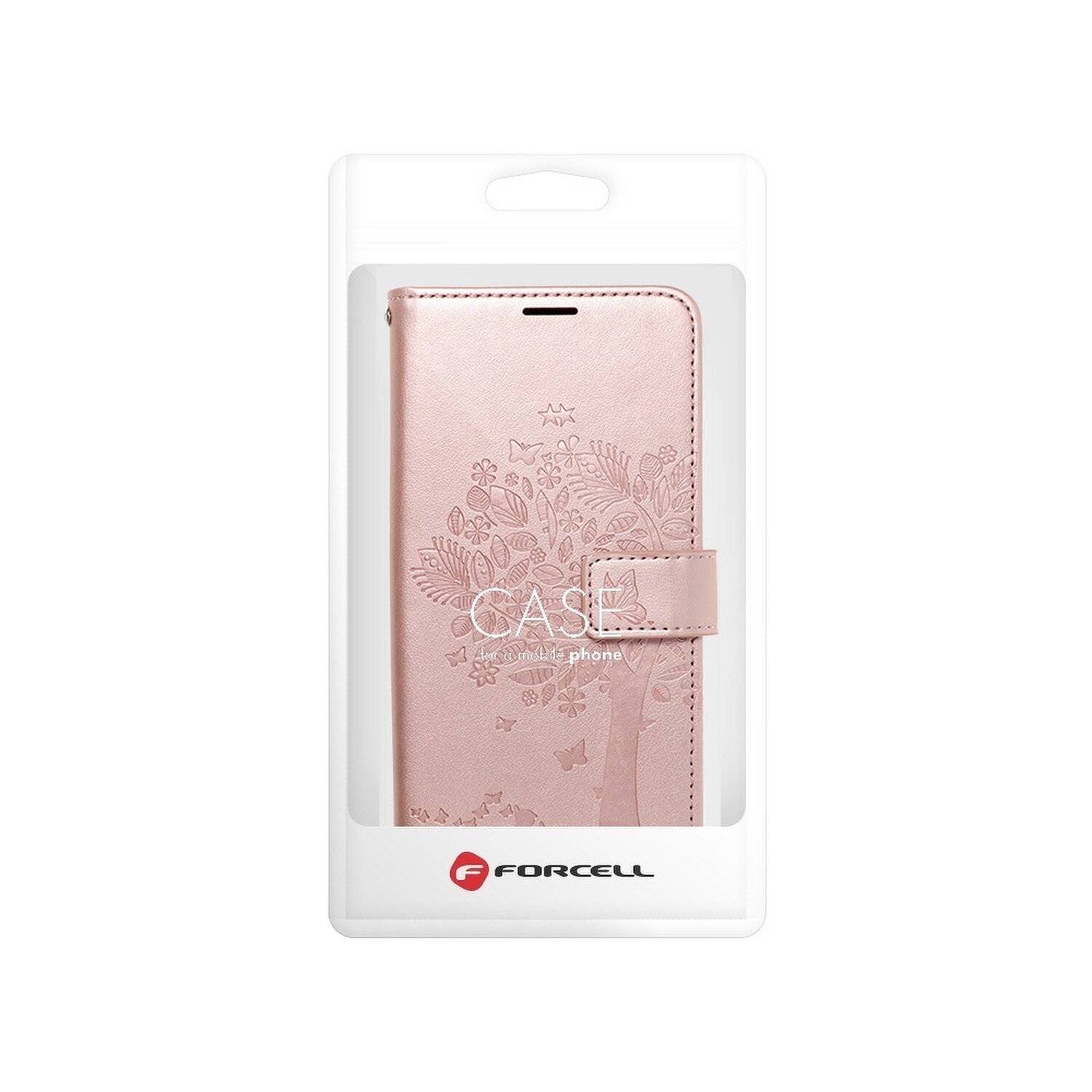 Elegante Buch-Tasche Hülle Fancy "Mezzo"Book-Style Kartenfächer Wallet Baum Mandala für iPhone 13 Mini Baum Rosa