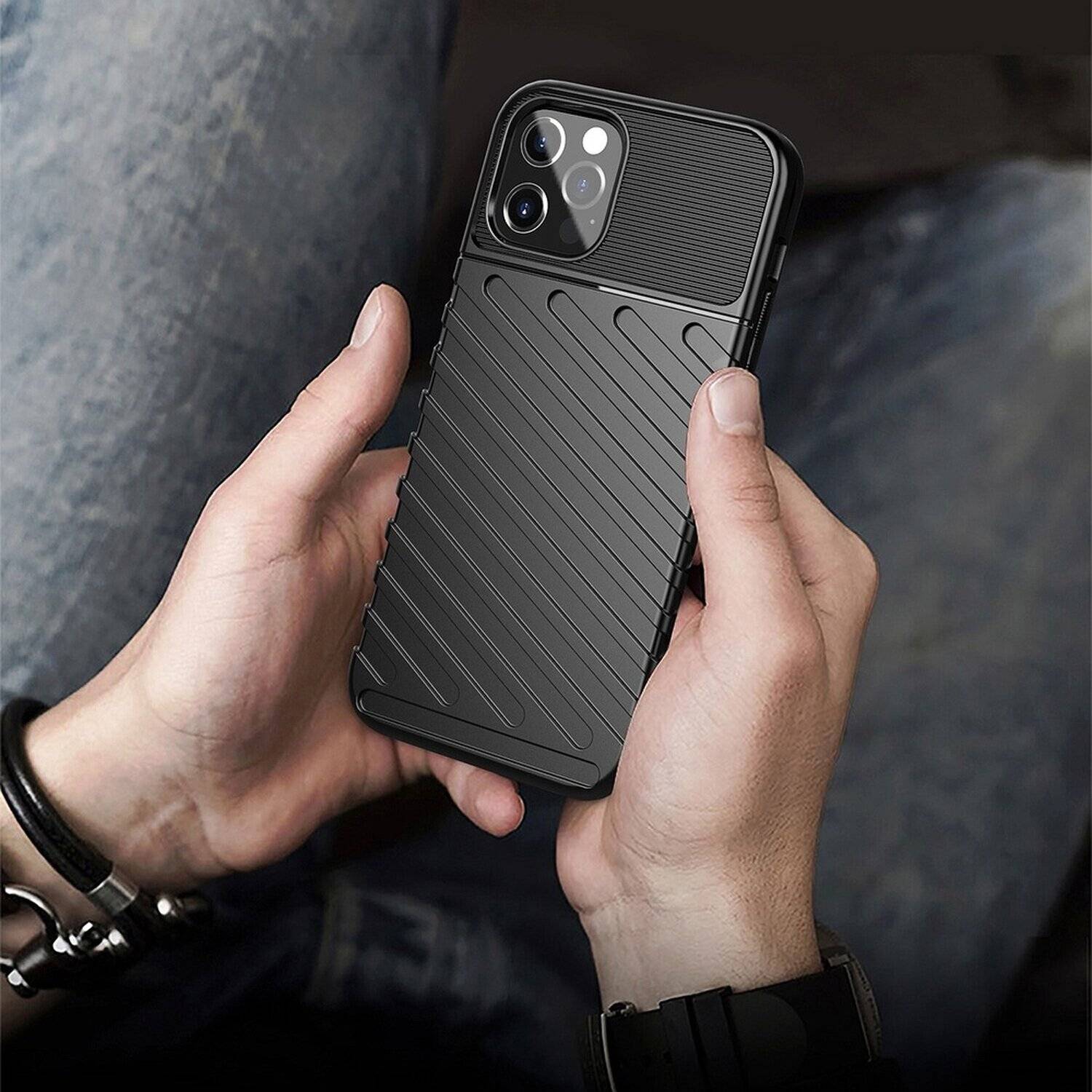 Hybrid Armor Etui SchutzHülle "Thunder" Case Bumper Cover Handyhülle Matt Hülle Robust Rutschfest für iPhone 13 Mini