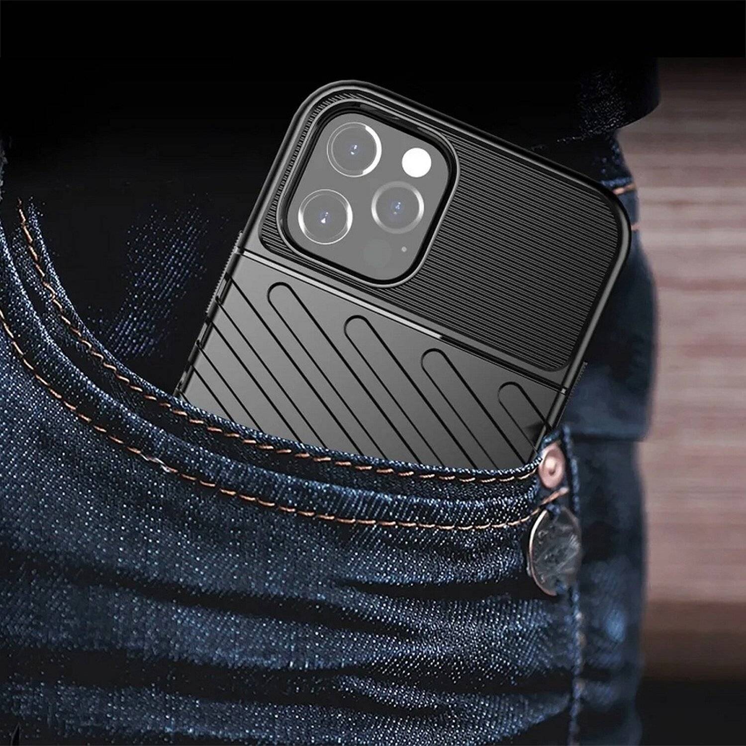 Hybrid Armor Etui SchutzHülle "Thunder" Case Bumper Cover Handyhülle Matt Hülle Robust Rutschfest für iPhone 13 Mini