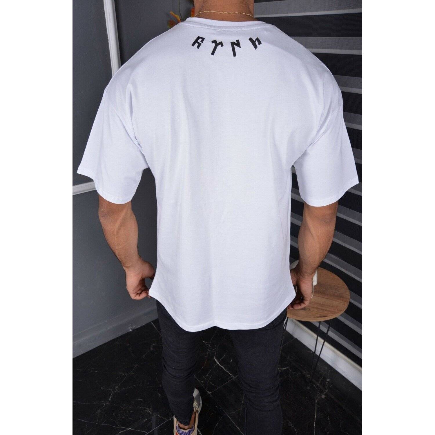 Megaman Oversize Herren T-Shirt Basic Shirt Tee Longshirt Premium Qualität Kurzarm Fashion TS-8900 XL Weiß