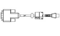 Strichzeichnung einer mechanischen Steckerverbindung mit einem großen Block auf der linken Seite, der durch eine Welle mit einer kleineren zylindrischen Kupplung und einem konischen Ende auf der rechten Seite verbunden ist.