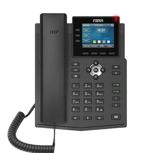 Fanvil X3U, IP-Telefon, Schwarz, Kabelgebundenes Mobilteil, Im Band, Out-of band, SIP-Info, 6 Zeilen, 1000 Eintragungen