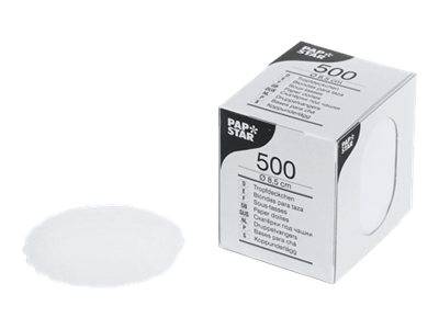 PAPSTAR Zierdeckchen - Grösse 8.5 cm - rund - Einweg - weiß (Packung mit 500)