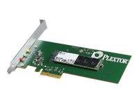 Interne Plextor PCI-Erweiterungskarte mit einem kleinen Schaltungsmodul auf einer grünen Platine, dargestellt auf weißem Hintergrund.