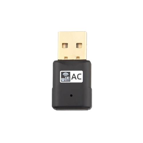 Schwarzer USB-WiFi-Adapter mit vergoldetem Stecker mit der Bezeichnung „WiFi AC