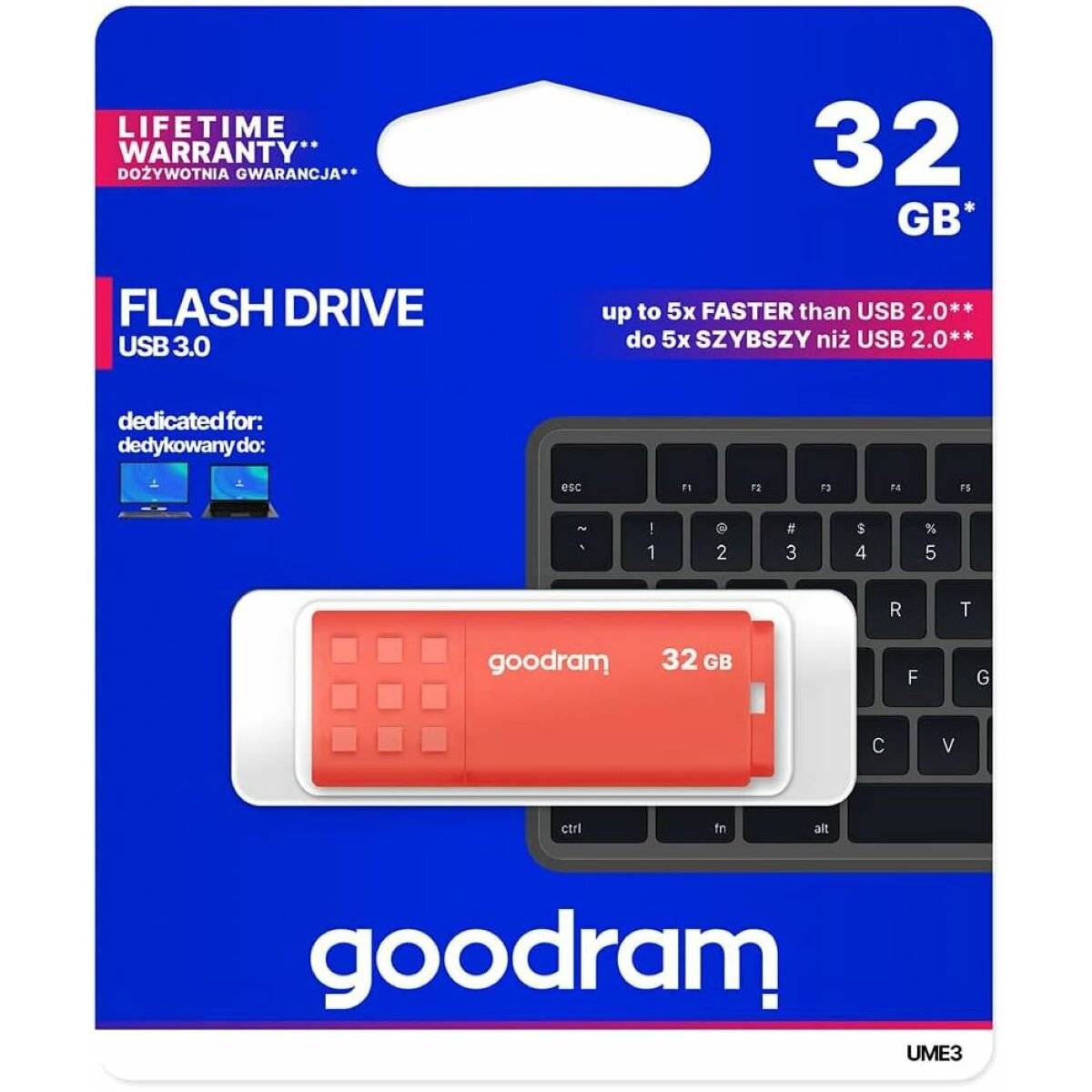 GoodRam USB-Stick USB 3.2 Gen 1 - Zum speichern oder übertragen von Daten - Speicher-Stick mit Anti-Rutsch-Muster 32GB