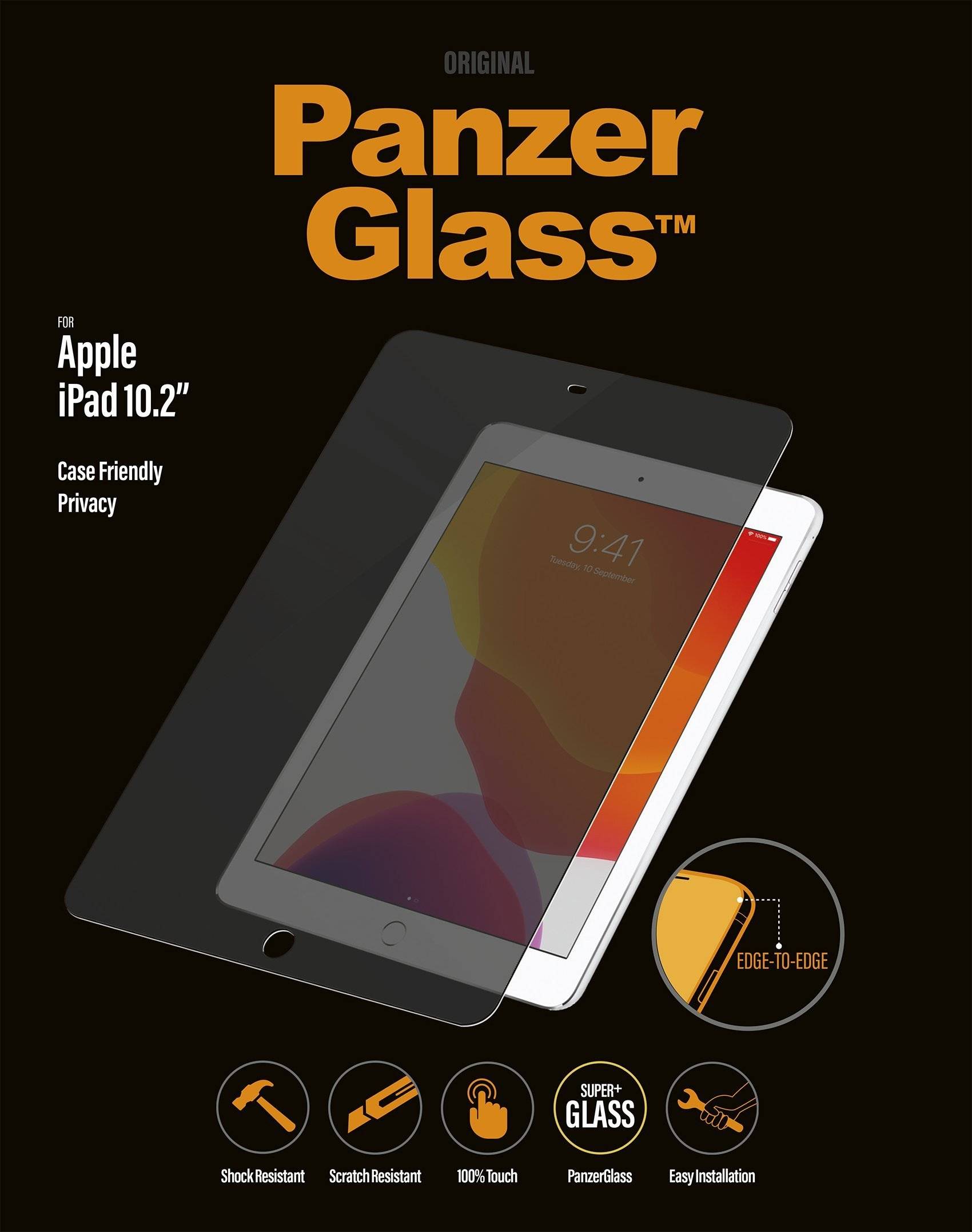 Schutzglass E2E Super+ Sichtschutz gehärtetem Glas iPad 10,2"