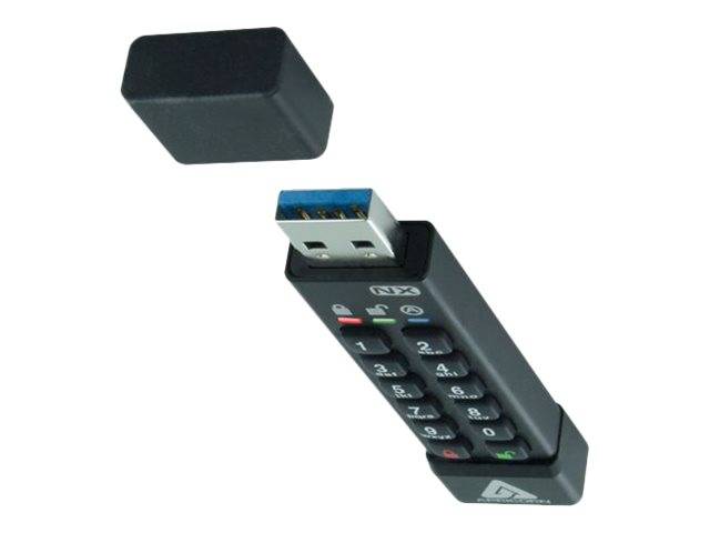 Drahtloses USB-Empfängergerät über einem schwarzen schnurlosen Telefonhörer mit Tastatur und Anruftasten, gezeigt auf weißem Hintergrund.
