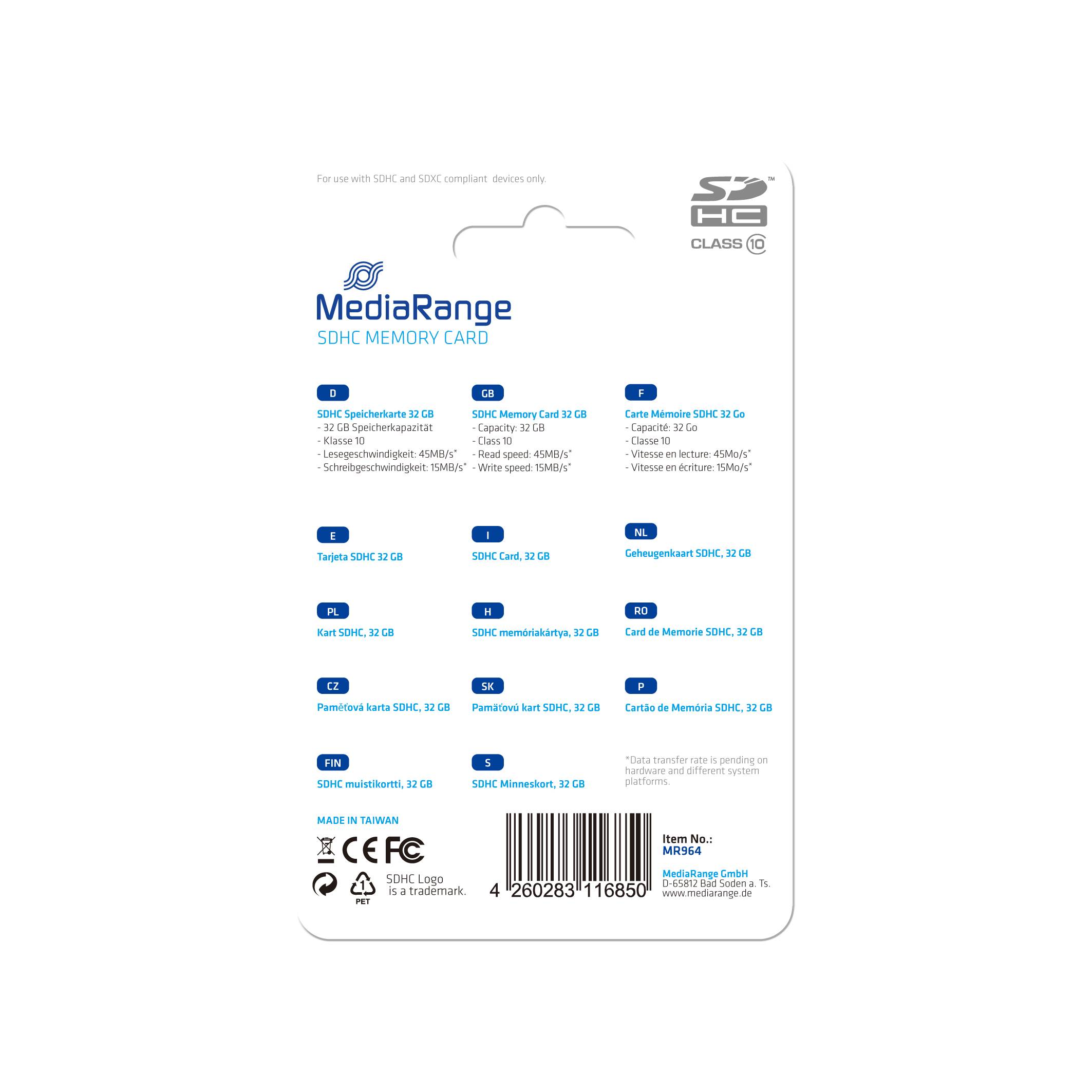 MediaRange - Flash-Speicherkarte - 32 GB - Class 10