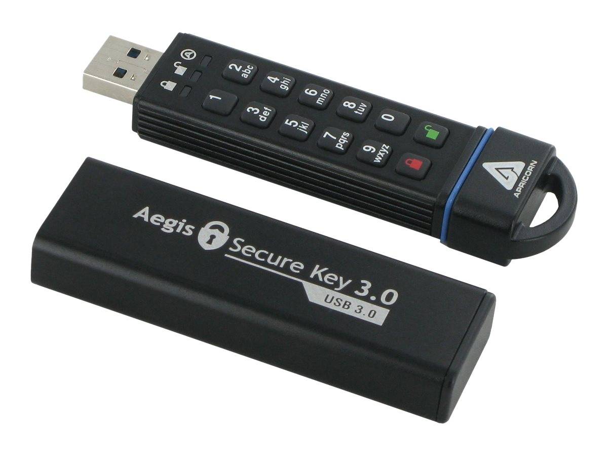 USB 3.0 Aegis Secure Key Flash-Laufwerk mit integriertem Tastenfeld-Schloss und Schutzkappen