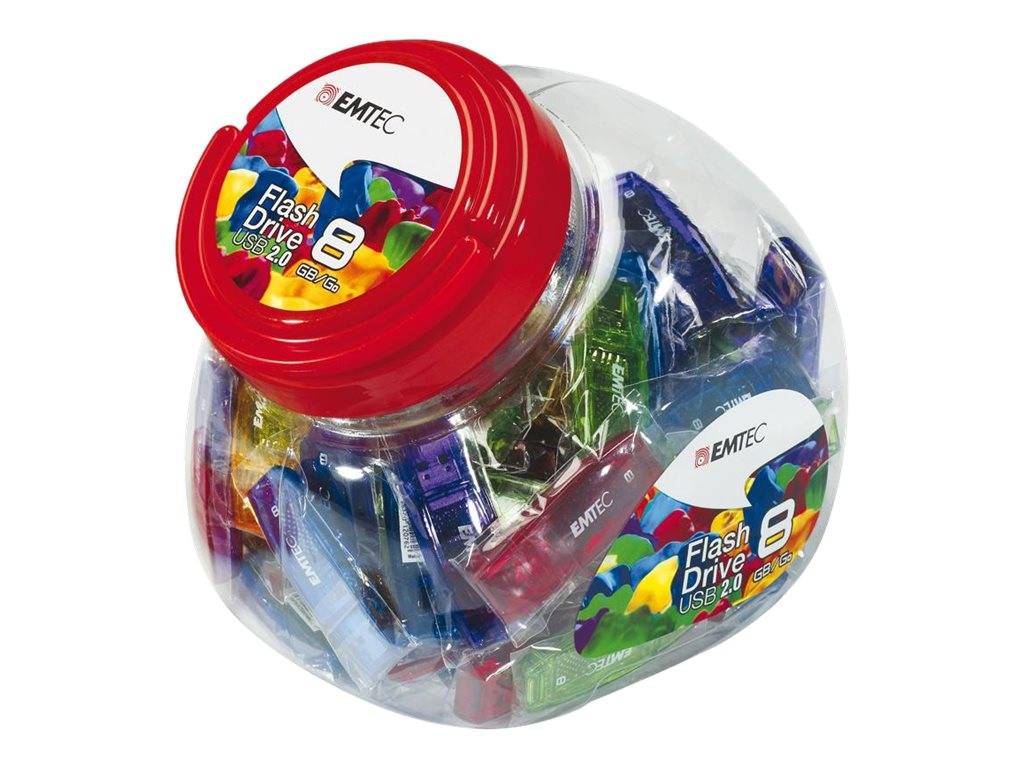 EMTEC C410 Color Mix Candy jar - USB-Flash-Laufwerk - 32 GB - USB 2.0 - Candy Red, Bonbonblau, gelbe Lackierung, Candy Green, Bonbonviolett