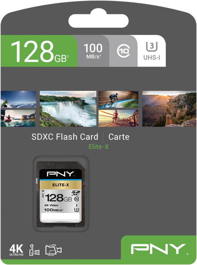 PNY Elite-X - Flash-Speicherkarte - 128 GB - UHS-I U3 / Class10