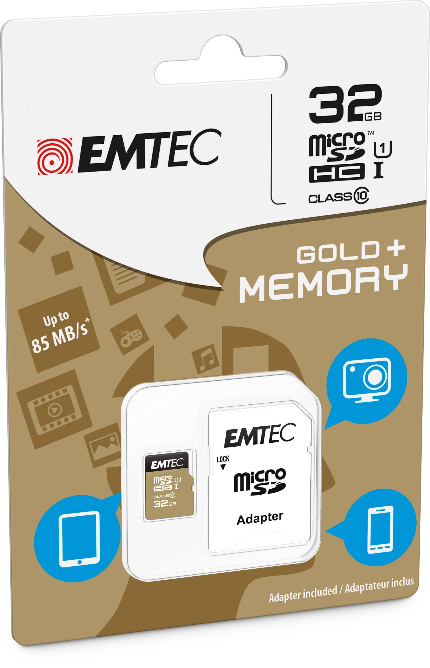 EMTEC Gold+ - Flash-Speicherkarte (SD-Adapter inbegriffen)