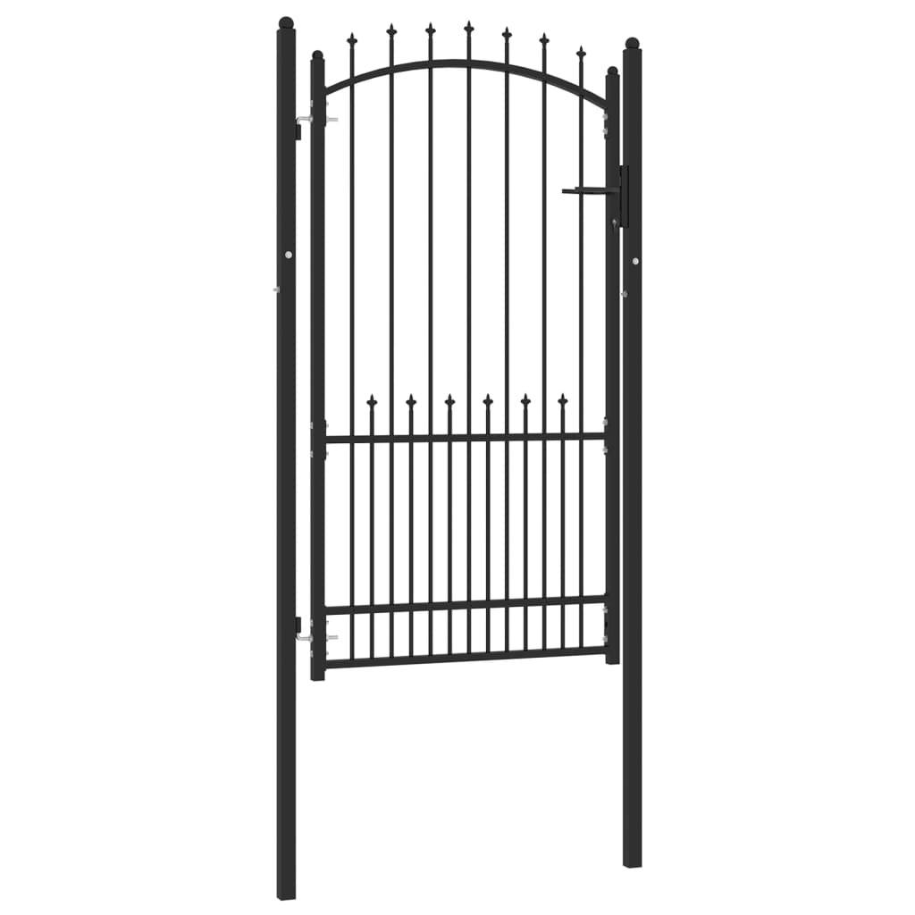 vidaXL Zauntor mit Spitzen Stahl 100x175 cm Schwarz