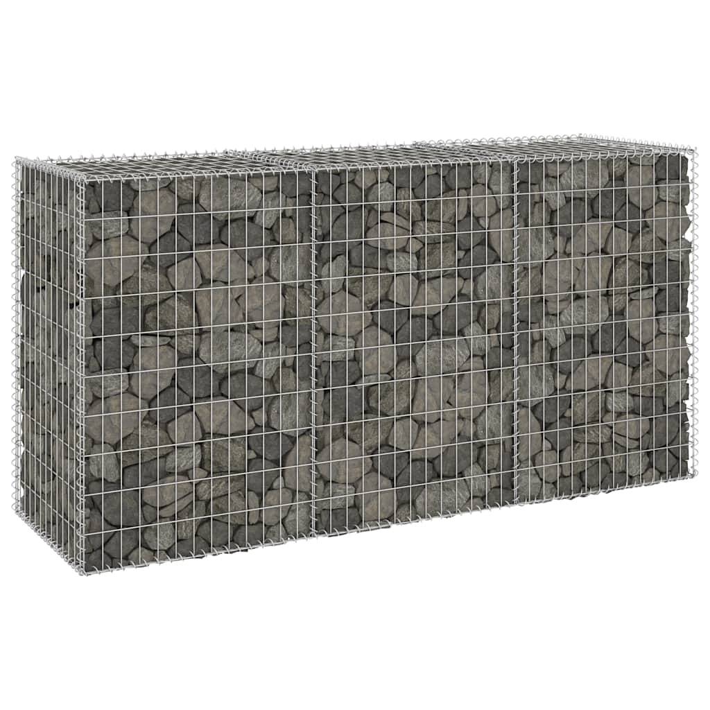 vidaXL Gabionenwand mit Abdeckung Verzinkter Stahl 200x60x100 cm