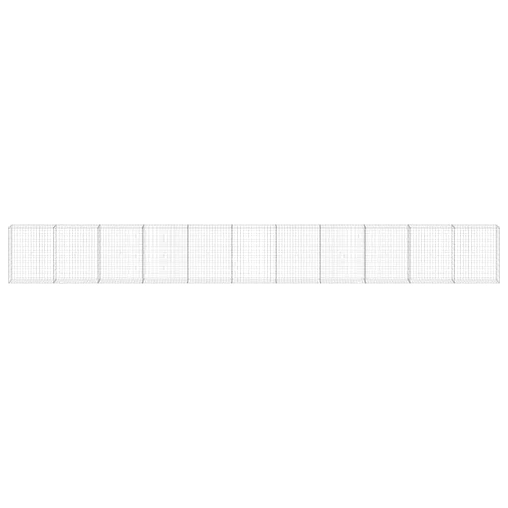 vidaXL Gabionenwand mit Abdeckung Verzinkter Stahl 900x30x100 cm