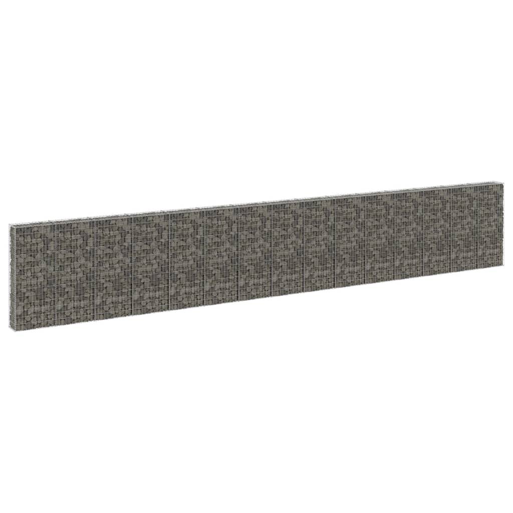 vidaXL Gabionenwand mit Abdeckung Verzinkter Stahl 900x30x150 cm