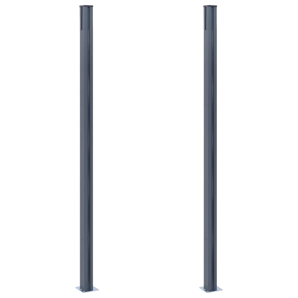 vidaXL Zaunpfosten 2 Stk. Dunkelgrau 185 cm Aluminium