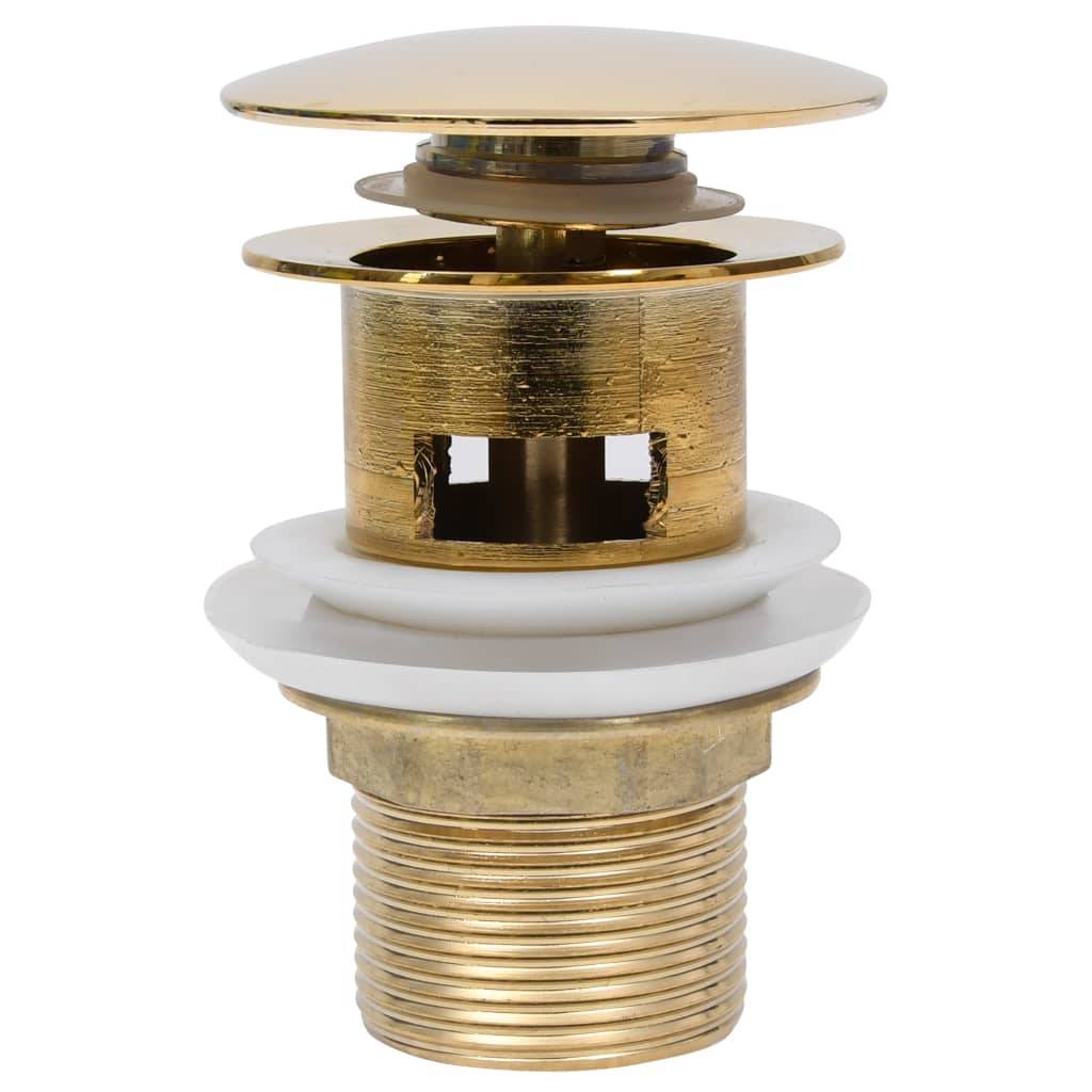 vidaXL Ablaufgarnitur mit Überlauf Golden 6,4x6,4x9,1 cm