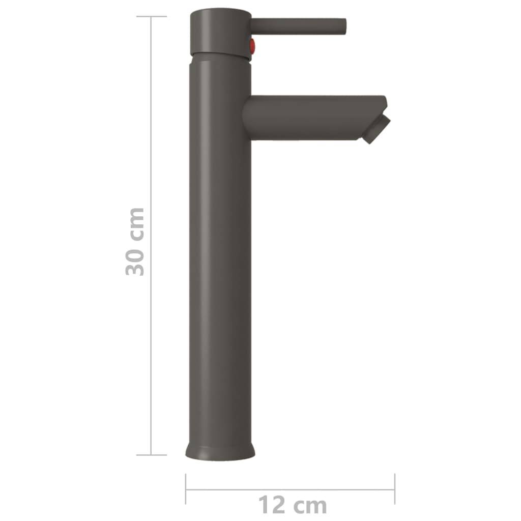 vidaXL Badezimmer Mischbatterie Grau 12x30 cm