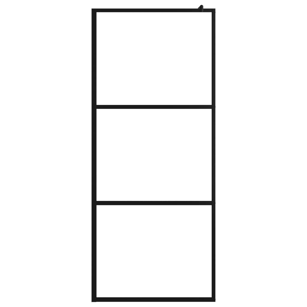 vidaXL Duschwand für Begehbare Duschen ESG-Klarglas Schwarz 80x195 cm