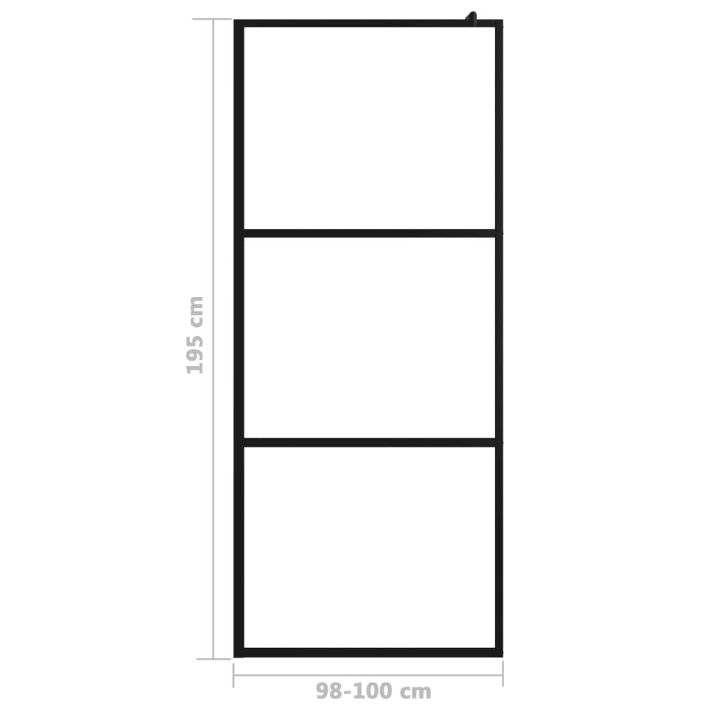vidaXL Duschwand für Begehbare Duschen ESG-Klarglas Schwarz 100x195 cm