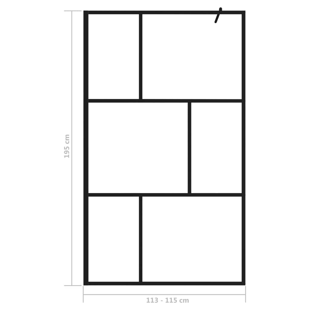 vidaXL Duschwand für Begehbare Duschen mit Hartglas Schwarz 115x195 cm