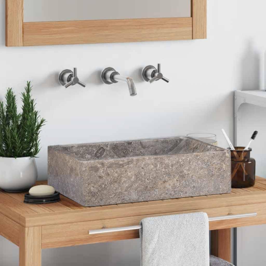 vidaXL Waschbecken 45x30x12 cm Marmor Hochglanz-Grau